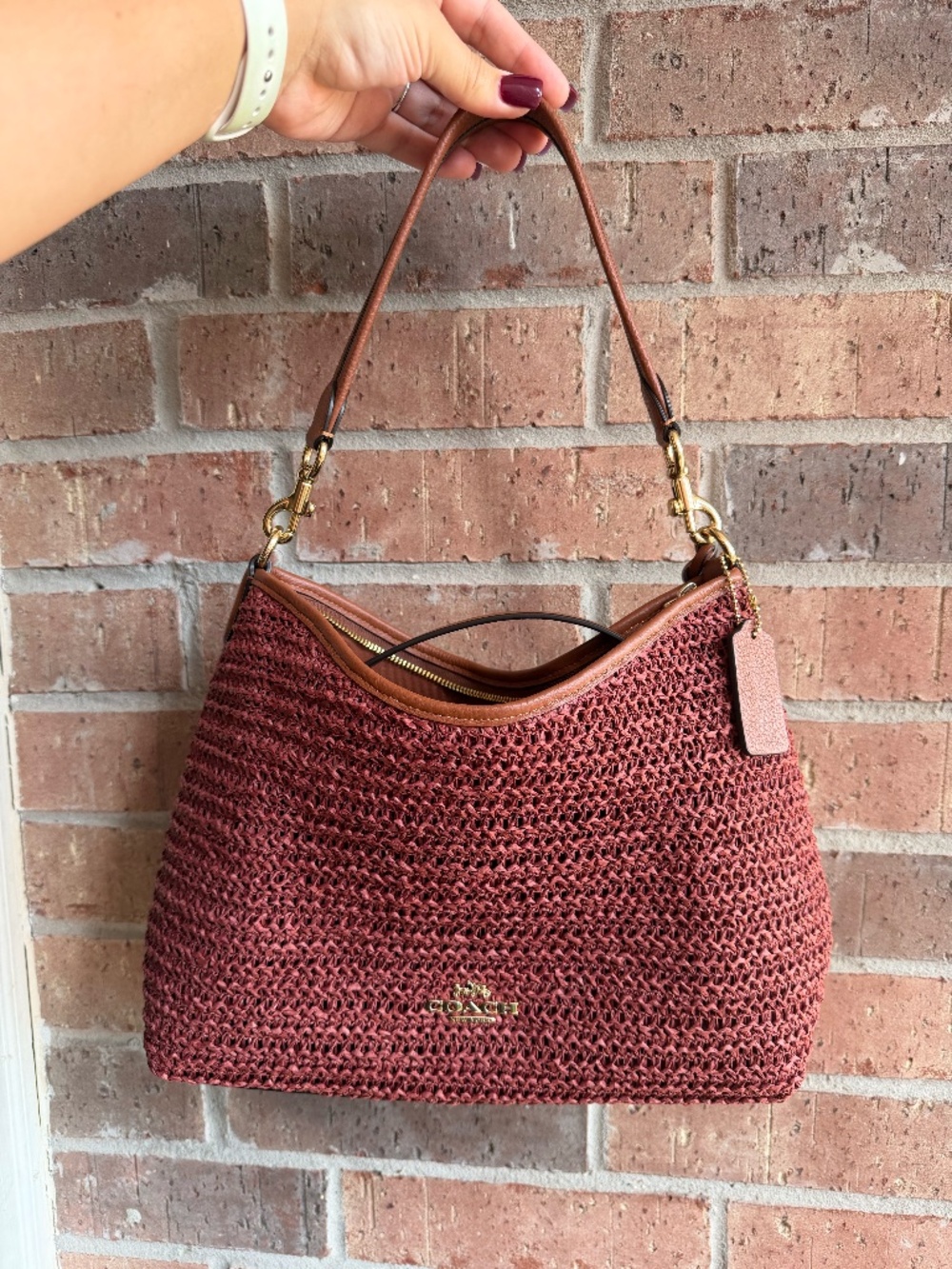 Coach Fall Straw With Bag Charms Purse NWT